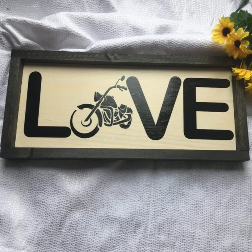 Hand Crafted | Motorcycle Love Wooden Sign / Art
